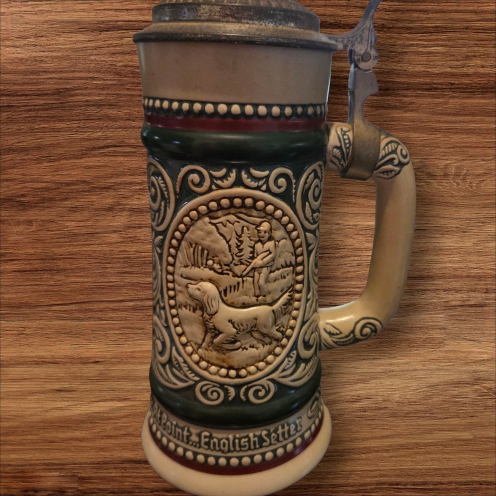 VTG‎ Avon  Brazil Beer Stein The Strike Rainbow Trout Setter Hunter  #249859